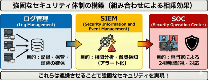 ログ管理とSIEM・SOCとの違い
