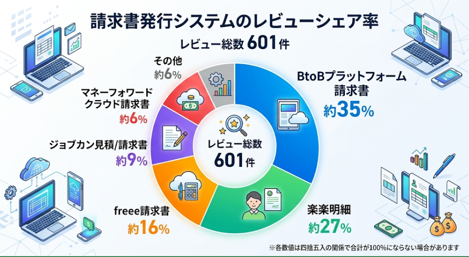 クラウド請求書発行システムのレビューシェア率